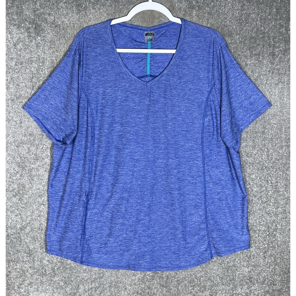Duluth Trading Armachillo T-Shirt Top Womens Size 2X Blue Stretch Zip Pocket